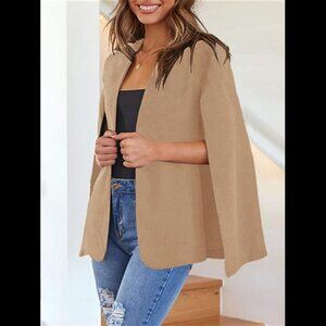 GAMISOTE Womens Cape Blazer Split Sleeve Open Front Casual Jacket Coat Workwear